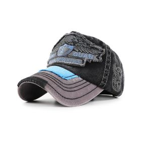 Wash and make old sun protection baseball cap (Option: Black-54cm)