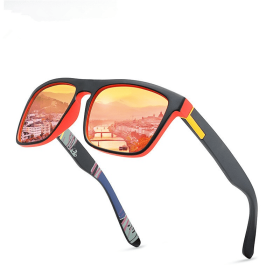 Square Polarized Sunglasses For Men Women Outdoor Sports Driving Glasses Golfing (Color: Fire Red)