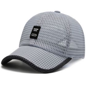Big Eaves Summer Men's Outdoor Sunshade Sports Quick-drying Breathable Baseball Cap (Option: Grey-B-One size)